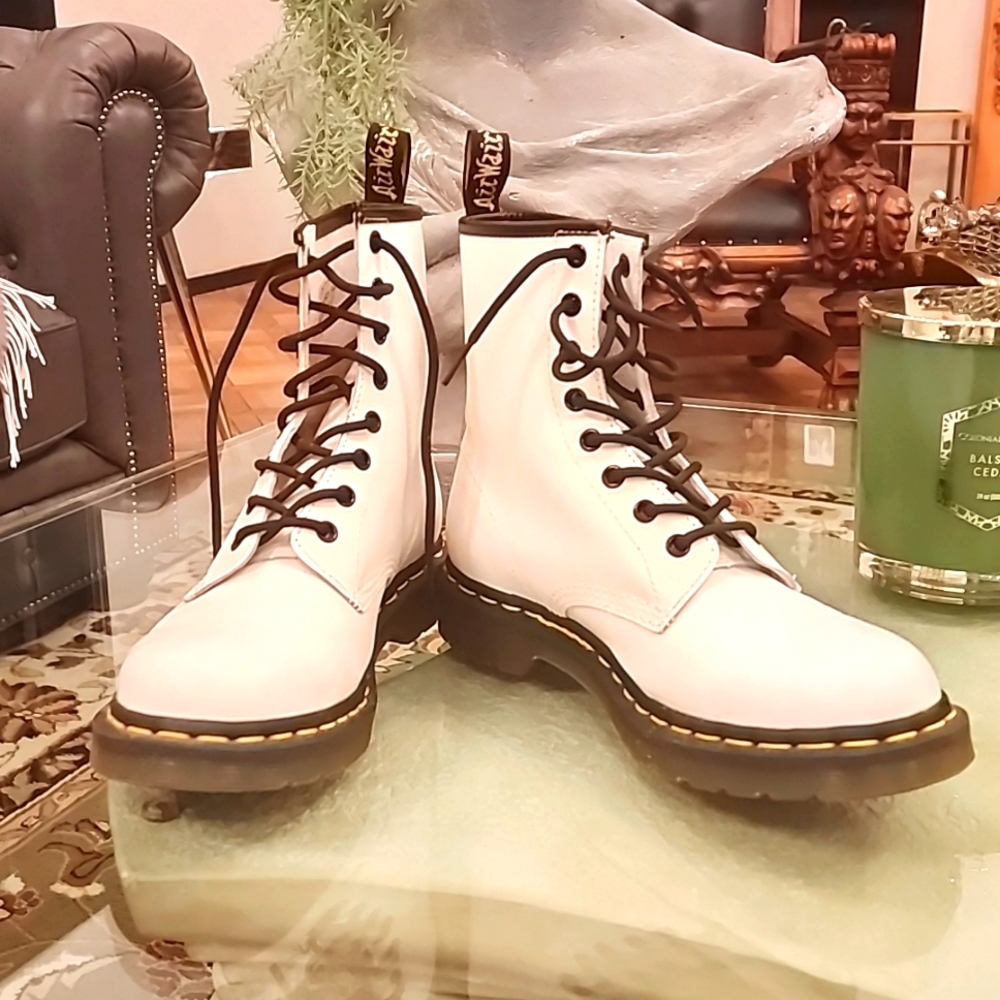 White Doc Martens Lace Up Boots